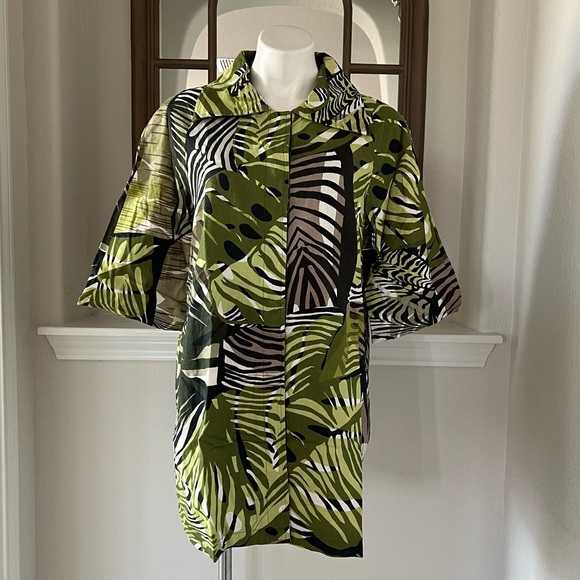 TAILE Linen-blend Palm Leave Print Jacket Button Up, Green Size M New w/Tag $159 - Picture 7 of 12